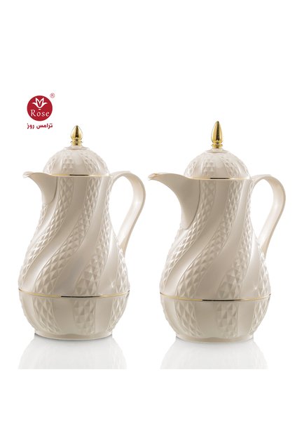 RS-2424-طقم ترمس شاي وقهوة مكون من 2 ترمس روز سعة 1 لتر