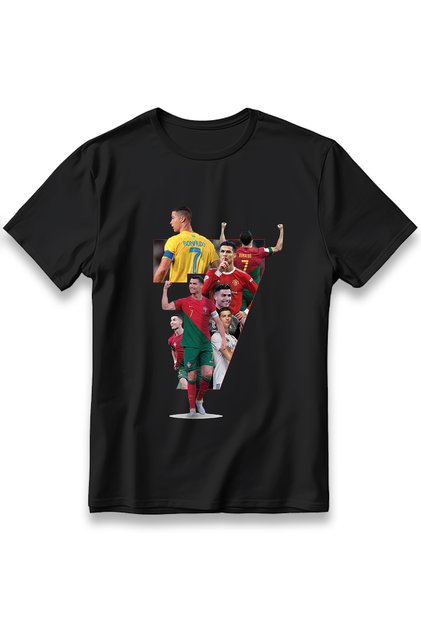 Tricou Cristiano Ronaldo 7, model imprimat, oversize, unisex, 100% bumbac, țesătură groasă
