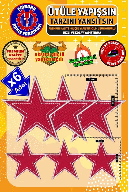 Iron-On Sticking Rigging Patch & Red Star Embroidery Woven Patch (6 Pcs)