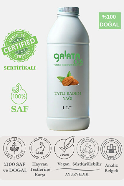 Tatlı Badem Yağı (SWEET ALMOND OİL) %100 Saf Ve Doğal Soğuk Sıkım 1 LT