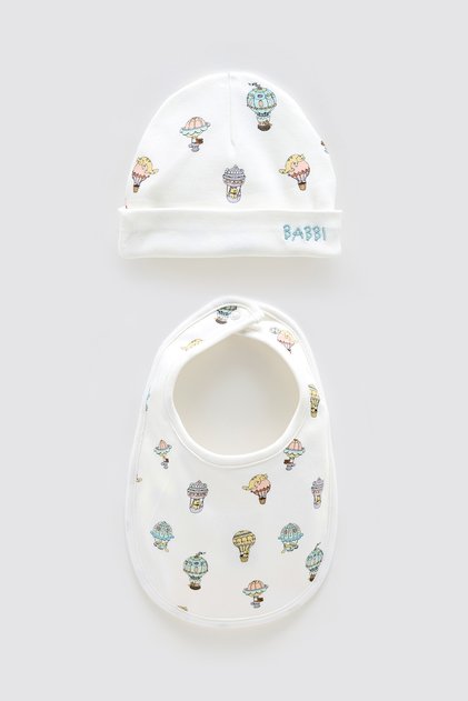 100% Cotton Newborn Bib & Hat Set - Cappadocia
