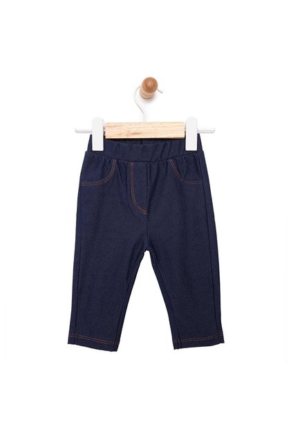HelloBaby Kız Bebek Denim Görünümlü Tayt İki İplik Reçme İndigo