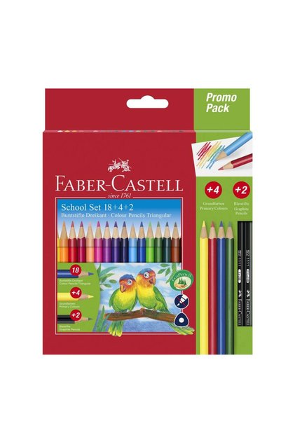 Set creioane colorate triunghiulare 18+4+2 Promo Faber-Castell