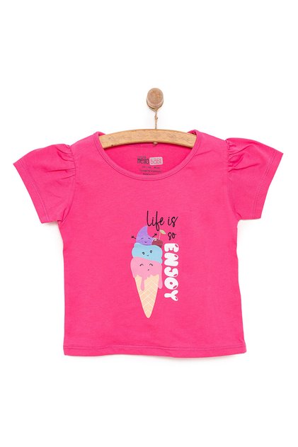 HelloBaby Basic Kız Eğlenceli Dondurma Baskılı T-Shirt Kız Bebek