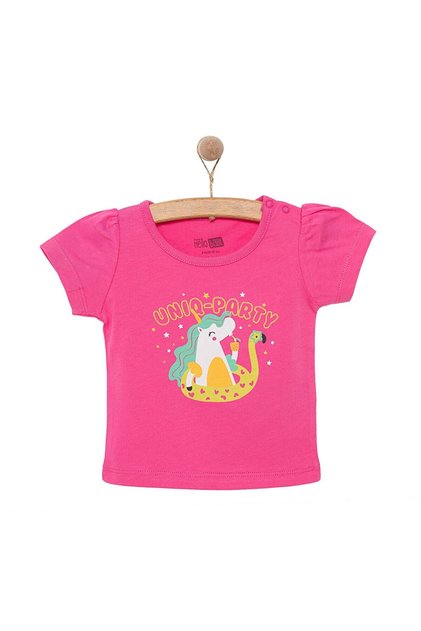 HelloBaby Basic Kız Unicorn Parti Baskılı T-Shirt Kız Bebek