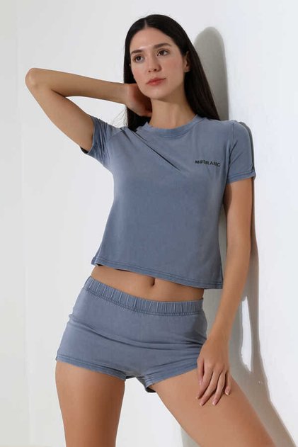 Kadın Soft Indigo Şort Takım Msc4021