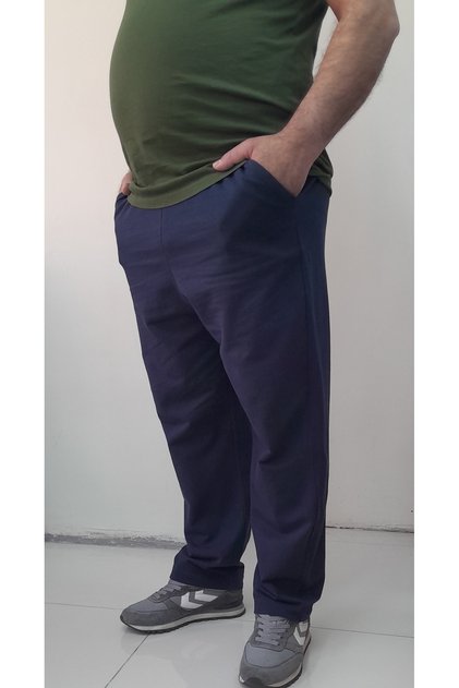 Lacivert yazlık beli lastikli günlük penye viskon erkek pijama altı