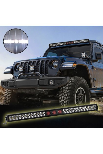 Off-Road Premium Tavan LED Bar 105 CM Beyaz Işık Projektör Kırmızı Göz Gündüz Led Metal Gövde
