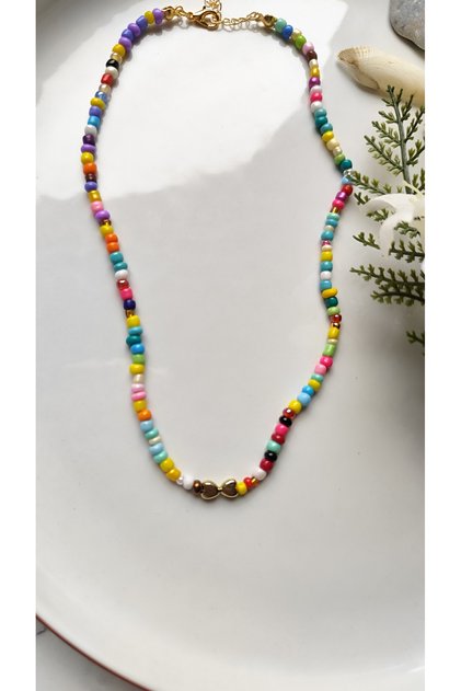 Gold Heart Detailed Bead Necklace