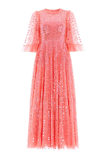 Raindrop Short Sleeve Long Dress