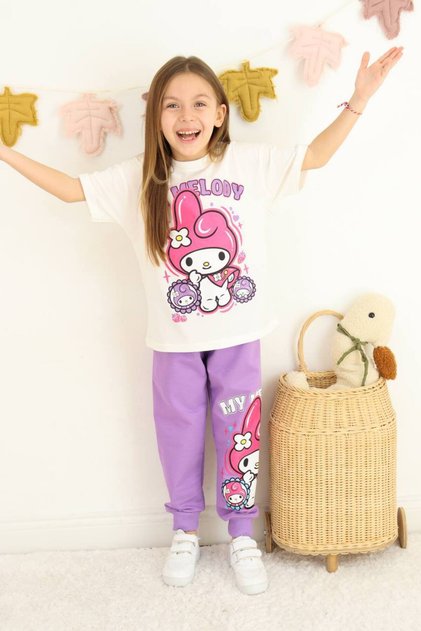 Girl Kuromi Mymelody Short-Sleeved Set