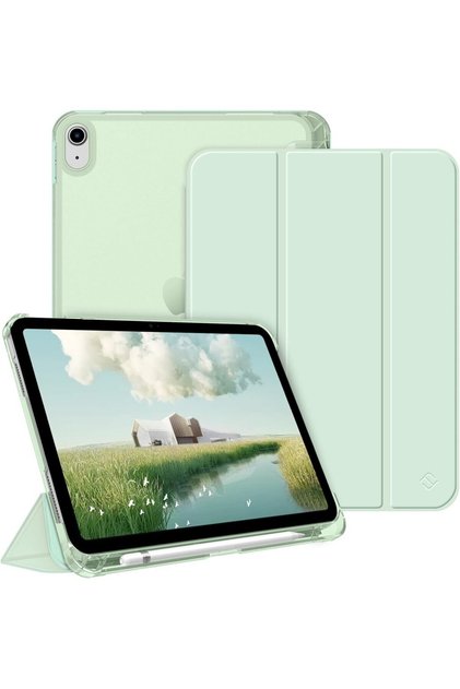 İpad 11.nesil A16 11inç/10.nesil 10.9inç Uyumlu Kılıf Flip Cover Kalem Bölmeli Pc Case Açık Yeşil