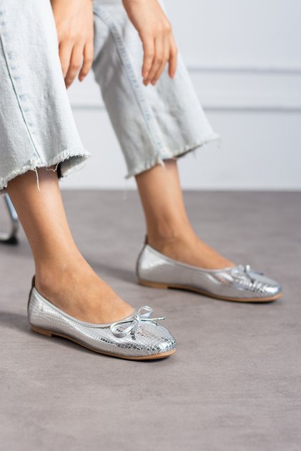 Madonna Ballerine Women's Ballet with Bow Gold, Silver, Platinum Color