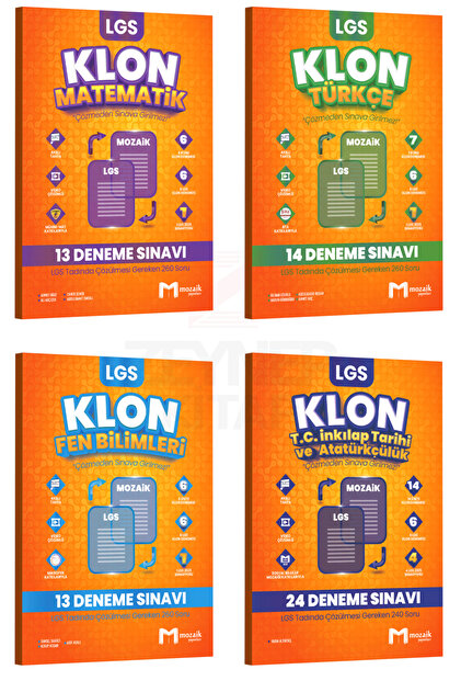 Mozaik Yayınları 8.Sınıf Türkçe/Fen/Matematik/İnkılap Klon Deneme