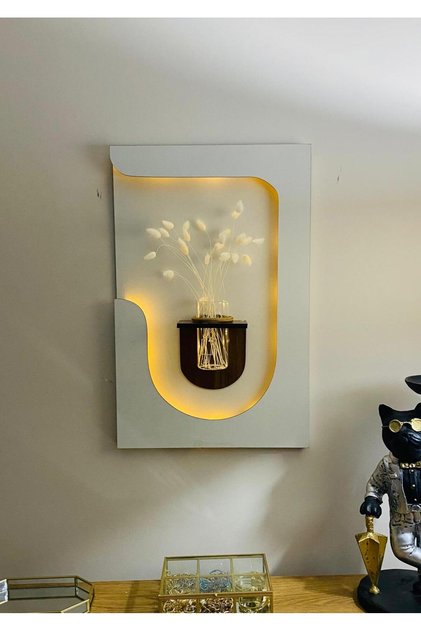 Led’li dekoratif tablo 60x40 modern saksılı tablo