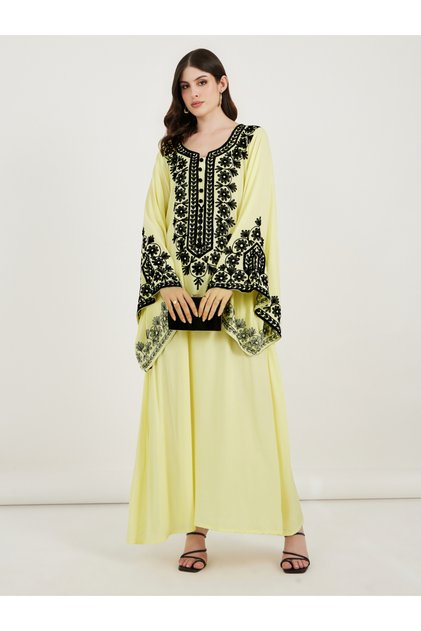 Thread Aariwork Kaftan with Flute Sleeves