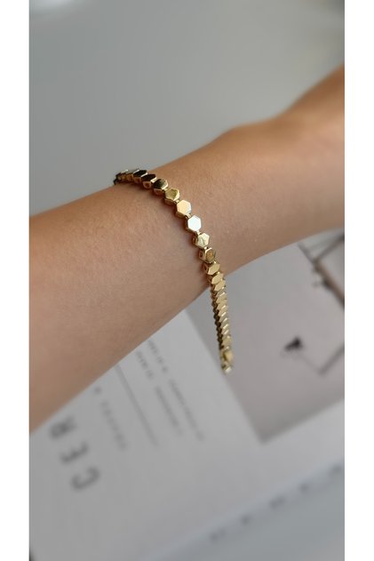 14 Ayar gold altın rengi Çelik bileklik