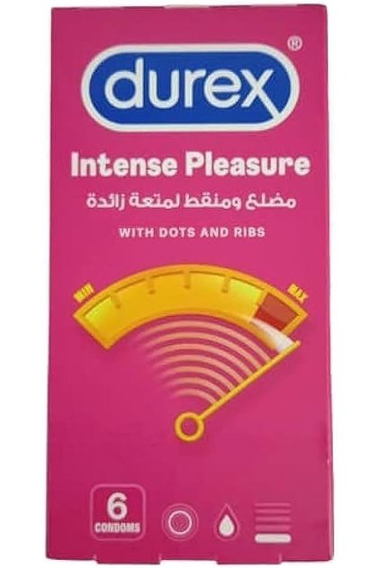 Durex Ribbed and Dotted Condoms for Extra Pleasure, 6 Pieces