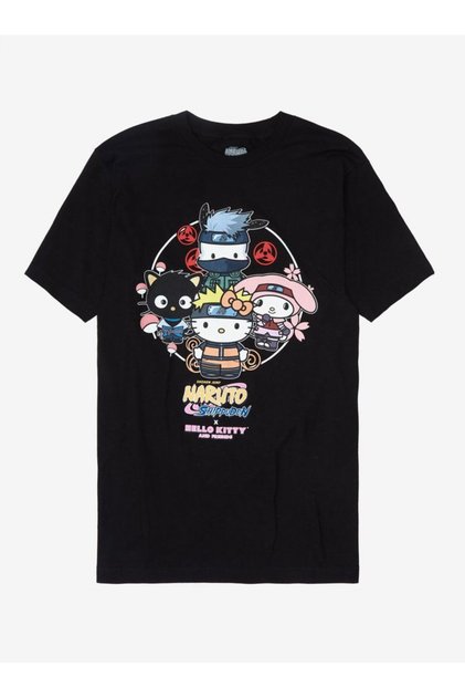 Naruto Shippuden & Hello Kitty Black Unisex Textile