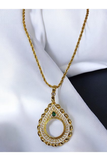 Nephthys Yarım Altın Çerçeveli Kolye (Altın Kaplama)