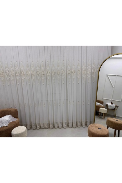 HÜRREM GOLD DETAYLI 1/3 SIK PİLELİ TÜL PERDE APM