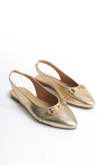 Genuine Leather Back Open Women's Ballerinas