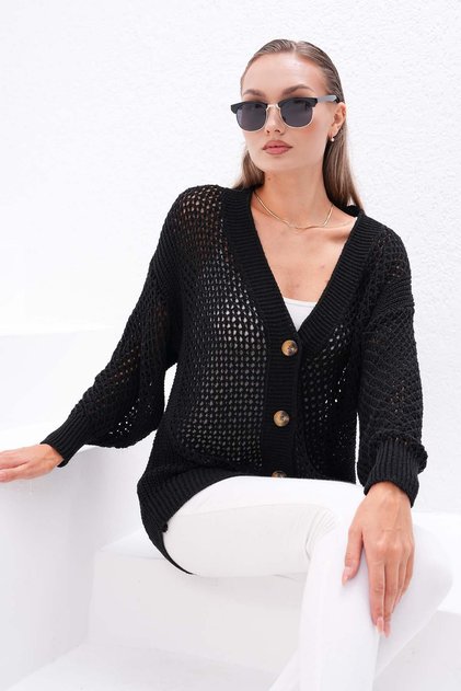 Women's Button-Closed Knitwear Long Cardigan 260334 - 265214