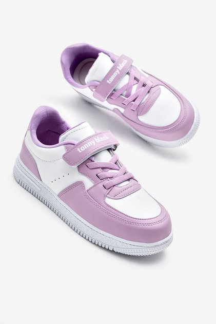 Children's Unisex White Lilac Thermo Sole Velcro Rubber Laced Sports Shoes
