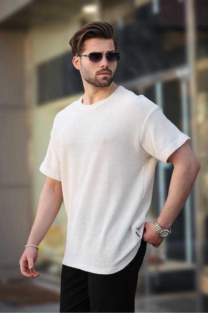 Ανδρικό T-shirt Ecru Crew Neck Oversize E7134
