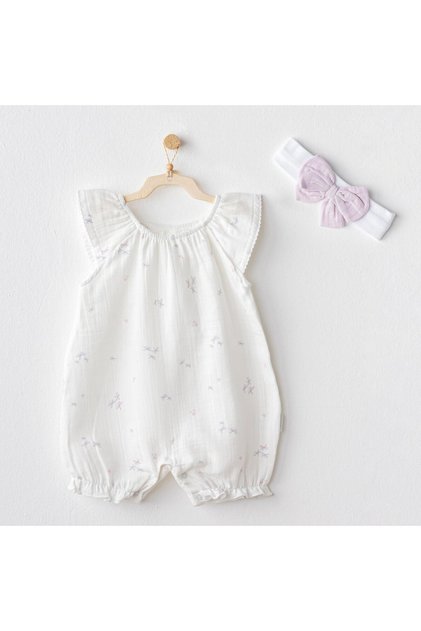 Ac25573 Magical Butterfly Muslin Baby Rompers Set White