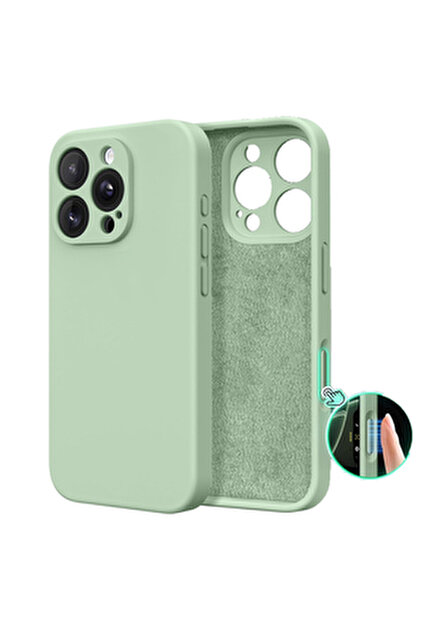 STONE  iPhoneケース オリーブグリーン16Pro KVK PRİVACY Apple iPhone 16 Pro Kılıf Kadife Lansman Soft Yumuşak