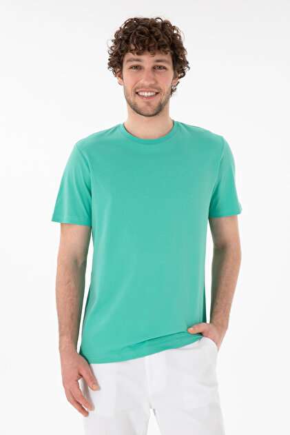 Tricou de bază pentru bărbați, cu croiala normală, cu gâtul rotund, mentă 50305928-VR090