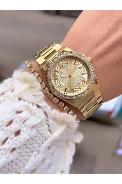 Steel Cord Women's Wristwatch with Stone Motif 3 Atm Waterproof 2 Years Warranty