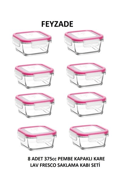 LAV FEYZADE FRESCO Kahvaltılık Saklama Kabı Seti 8 adet 375cc KARE