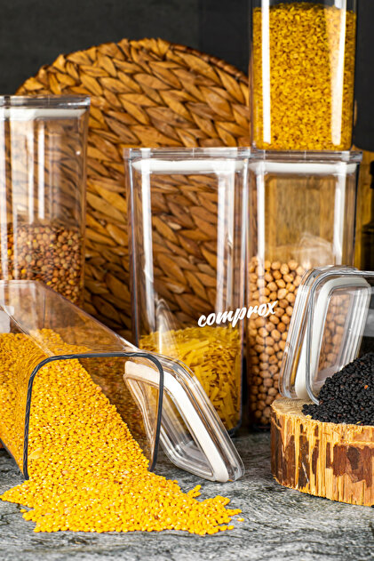 Comprox 12'Li 1200ML Sert Kare Erzak Saklama Kabı Seti - Vakumlu