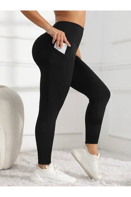 High Waist,Stretchy,Solid Color Leggings with Side Pocket Comfortable Soft Stylish Style for Fitness