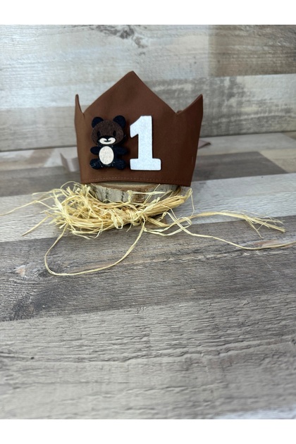 Handmade Cute Brown Teddy Bear 1 Year Old Crown, Fashionable and Sweet Children's Accessory