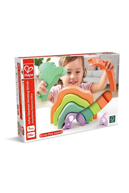 Jucărie de stivuit din lemn - Elefant (7 BUCĂȚI)