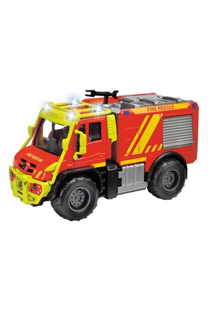 Masina De Pompieri Mercedes Unimog U530 Camion De Pompieri 13 Cm Cu Lumini Si Sunete