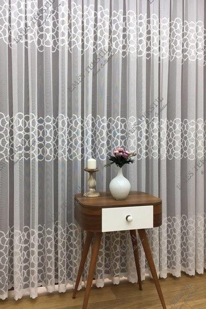Tulle Curtain Yakamoz Pattern Knitted Tulle Curtain Living Room, Bedroom, Kitchen Tulle, Pleated