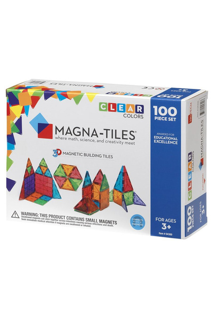 Magna-tiles Culori Transparente, Set Magnetic 100 Piese