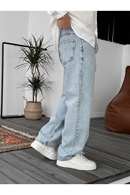 BYBASICMAN Buz Mavisi Yıkamalı Baggy Jean KE-799 - Fiyatı, Yorumları