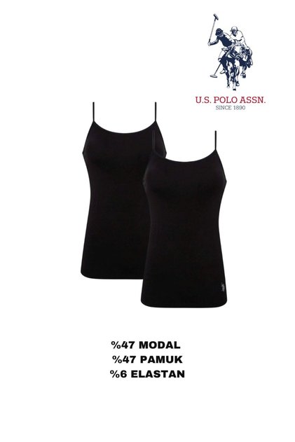 Women'S, Licensed, Uspa, Basic, Black, 47% Modal 47% Cotton 2-Piece Undershirt