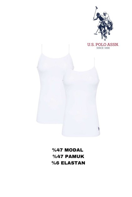 Women'S, Licensed, Uspa, Basic, White, 47% Modal 47% Cotton 2-Piece Tank Top