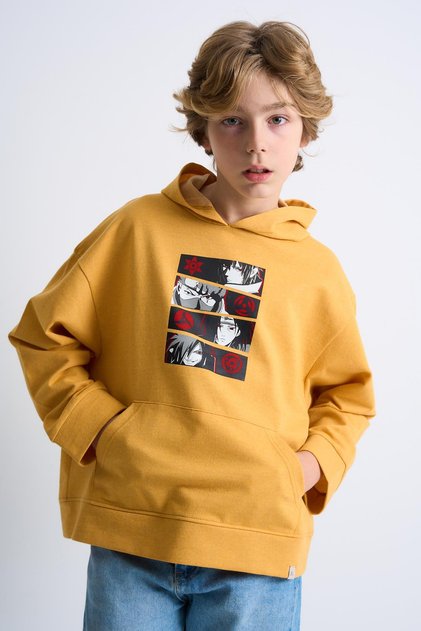 Printed Hooded Children's Sweatshirt with Kangaroo Pocket