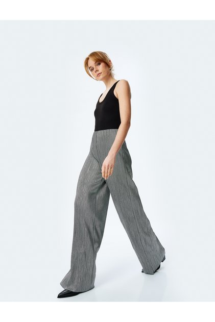 Standard Waist Metallic Textured Palazzo Pants