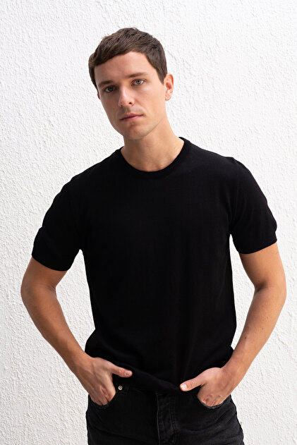 Crew Neck Knitwear Black T-Shirt