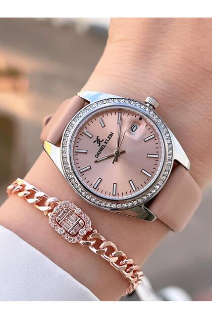 Leather Cord Reinforced Dial 3 Atm Water Resistant Women Wrist Watch+Bracelet Bdk.13597-7