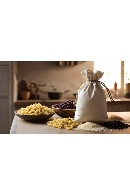 Organic Cotton Food Bag Set of 6 Eco-Friendly Fruit Vegetable Raw Cloth Pouch for Kitchen