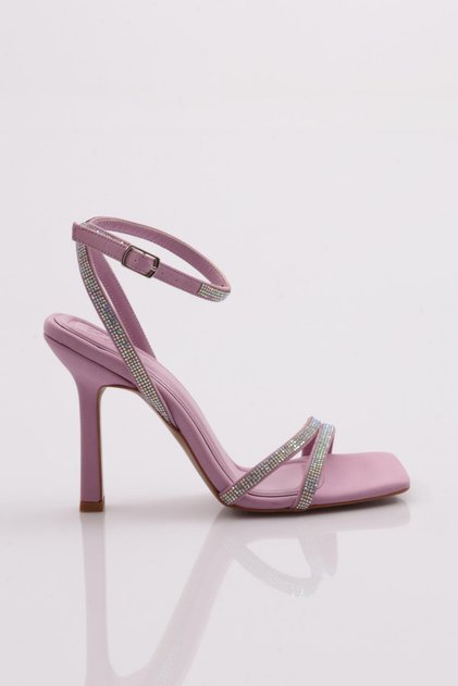 2026 Women's Silver Stone Ankle Belt Fastening Heeled Sandals